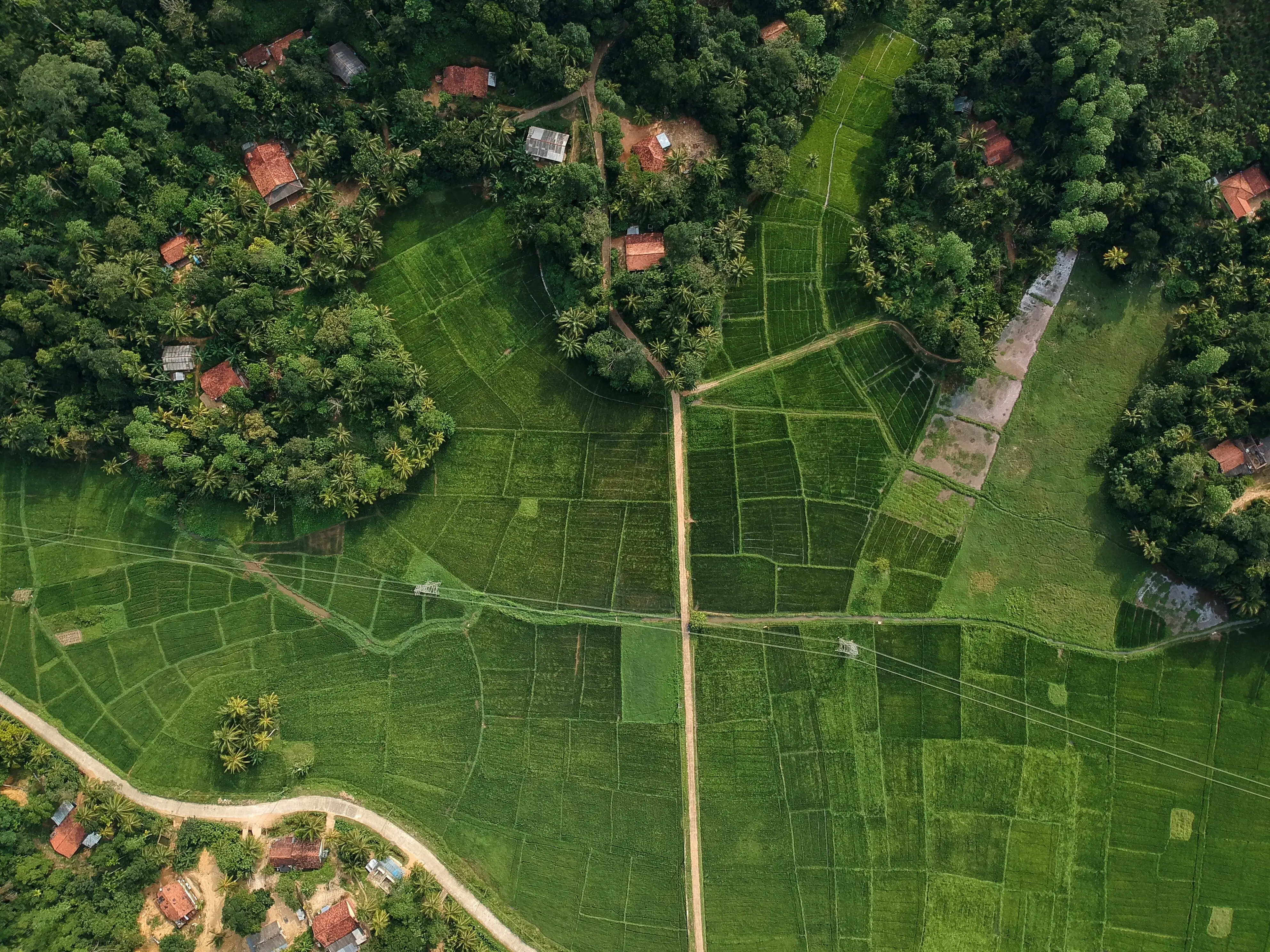 Aerial view of a land subdivision in progress in Morocco with plot outlines marked